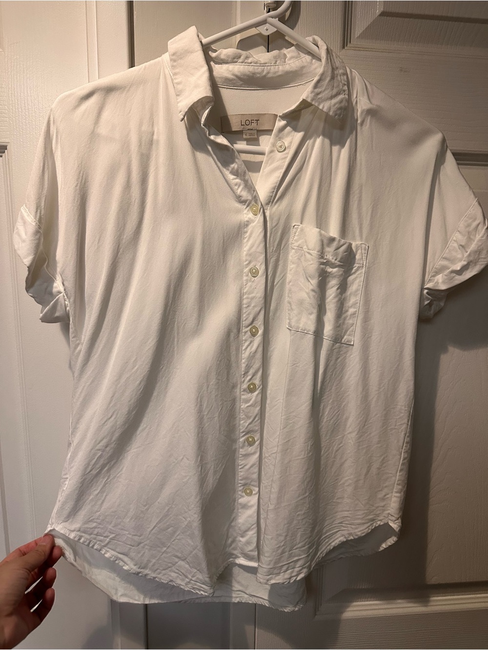 LOFT White Short Sleeve Button Up Shirt